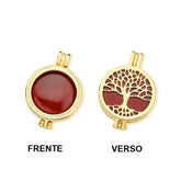 COMBO RELICÁRIO SETE PEDRAS ARVORE DA VIDA FOLHEADO A OURO